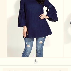 Dark jean denim. 2X tunic.